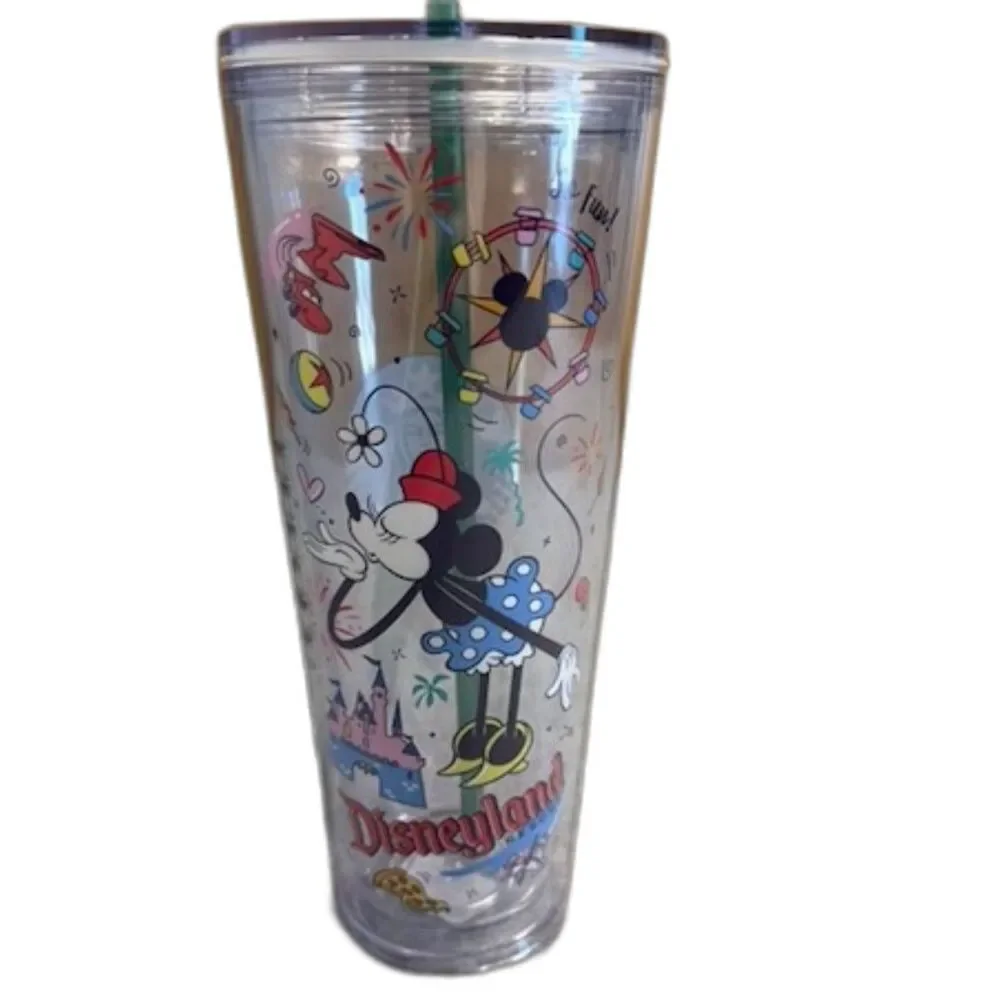 Disneyland Starbucks Reusable Cold Tumbler Mickey Minnie Park Exclusive NWT 24oz